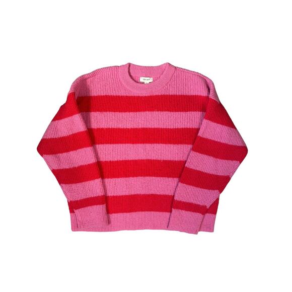 ON 34TH XL Pink Red Stripe Recycled Knit Sweater
Eco-Friendly Cozy Crewneck - Picture 1 of 4
